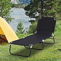 Outsunny Folding Lounge Chair Outdoor Chaise for Bench Patio Black