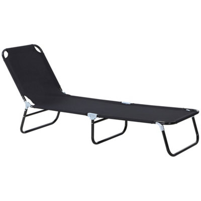 Outsunny Folding Lounge Chair Outdoor Chaise for Bench Patio Black