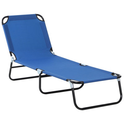 Outsunny Folding Lounge Chair Outdoor Chaise for Bench Patio Blue