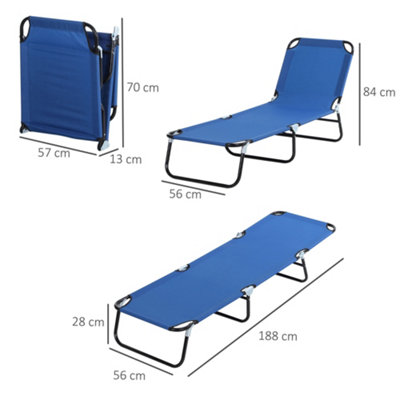 Outsunny Folding Lounge Chair Outdoor Chaise for Bench Patio Blue - 3