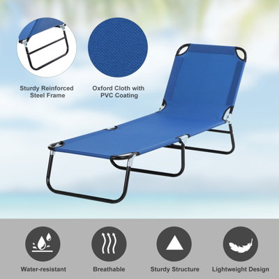 Outsunny Folding Lounge Chair Outdoor Chaise for Bench Patio Blue - 7
