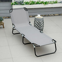Outsunny Folding Lounge Chair Outdoor Chaise for Bench Patio Grey