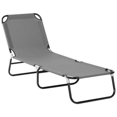 Outsunny Folding Lounge Chair Outdoor Chaise for Bench Patio Grey