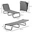 Outsunny Folding Lounge Chair Outdoor Chaise for Bench Patio Grey