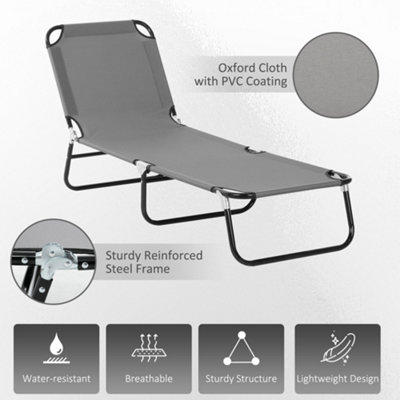 Outsunny Folding Lounge Chair Outdoor Chaise for Bench Patio Grey - 7