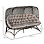 Outsunny Folding Outdoor Egg Chair, Hollow Design 3 Seater Garden Furniture Chair w/ Flower Pattern, Cushion, Sand Brown