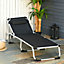 Outsunny Folding Outdoor Reclining Sun Lounger Chair Aluminium Frame Black