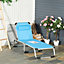 Outsunny Folding Outdoor Reclining Sun Lounger Chair Aluminium Frame Blue