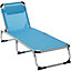 Outsunny Folding Outdoor Reclining Sun Lounger Chair Aluminium Frame Blue