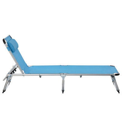 Outsunny Folding Outdoor Reclining Sun Lounger Chair Aluminium Frame Blue - 7