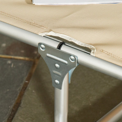 Outsunny Folding Outdoor Reclining Sun Lounger Chair Aluminium Frame Khaki - 9