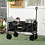 Outsunny Folding Outdoor Storage Trolley Cart Bag Telescopic Handle Brakes Black