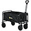 Outsunny Folding Outdoor Storage Trolley Cart Bag Telescopic Handle Brakes Black