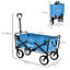 Outsunny Folding Outdoor Storage Trolley Cart Bag Telescopic Handle Brakes Blue
