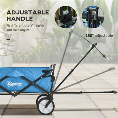 Outsunny Folding Outdoor Storage Trolley Cart Bag Telescopic Handle Brakes Blue - 5