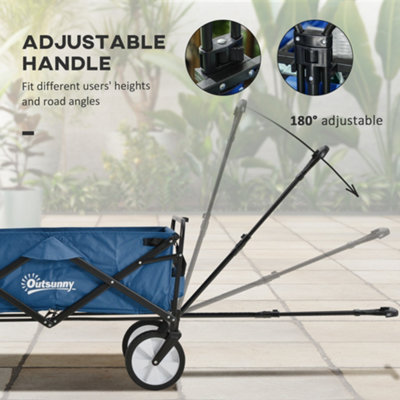 Outsunny Folding Outdoor Storage Trolley Cart Bag Telescopic Handle Brakes Green - 5