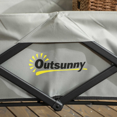 Outsunny Folding Outdoor Storage Trolley Cart Bag Telescopic Handle Brakes Grey - 8