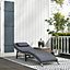 Outsunny Folding Rattan Sun Lounger Outdoor Chair with Cushion and Pillow, Grey