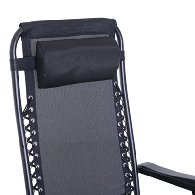 Outsunny Folding Recliner Chair Outdoor Lounge Rocker Zero-Gravity Seat Black - 9