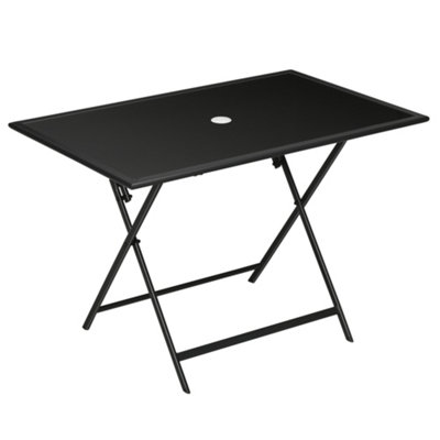 Folding outdoor table on sale with umbrella hole