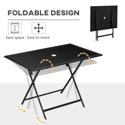 Foldable table deals with umbrella hole