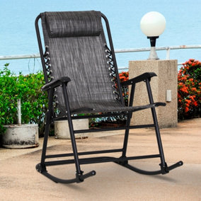 Outsunny Folding Rocking Chair Outdoor Portable Zero Gravity Grey