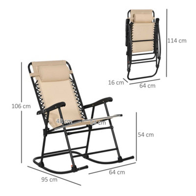 Outsunny Folding Rocking Chair Outdoor Portable Zero GravityChair Beige - 3
