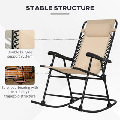 Outsunny Folding Rocking Chair Outdoor Portable Zero GravityChair Beige - 6