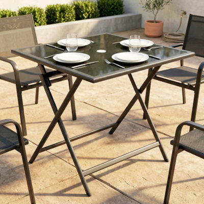 Table à Manger De Jardin Pliable Outsunny - Table Bistro Carrée Bois Peuplier 70x70cm Naturel