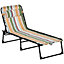 Outsunny Folding Sun Lounger Beach Chaise Chair Garden Reclining Cot Camping Hiking Recliner with 4 Position, Multicolored