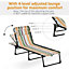 Outsunny Folding Sun Lounger Beach Chaise Chair Garden Reclining Cot Camping Hiking Recliner with 4 Position, Multicolored