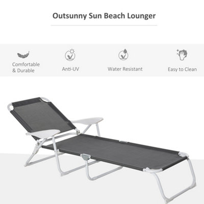 Outsunny Folding Sun Lounger Garden Reclining Lounge Chair 4-Level Backrest