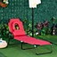Outsunny Folding Sun Lounger Reclining Chair w/ Pillow Reading Hole Red