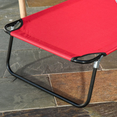 Outsunny Folding Sun Lounger Reclining Chair w/ Pillow Reading Hole Red - 9
