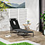 Outsunny Folding Sun Lounger Reclining Chair with Pillow Reading Hole Black