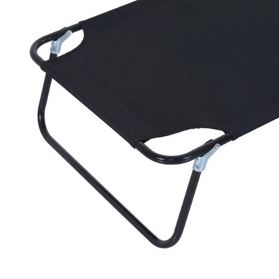 Outsunny Folding Sun Lounger Reclining Chair with Pillow Reading Hole Black - 9