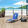 Outsunny Folding Sun Lounger Reclining Chair with Pillow Reading Hole Blue