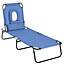Outsunny Folding Sun Lounger Reclining Chair with Pillow Reading Hole Blue