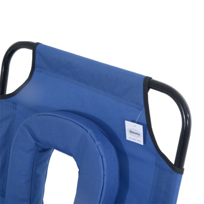 Outsunny Folding Sun Lounger Reclining Chair with Pillow Reading Hole Blue - 8