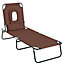 Outsunny Folding Sun Lounger Reclining Chair with Pillow Reading Hole Brown