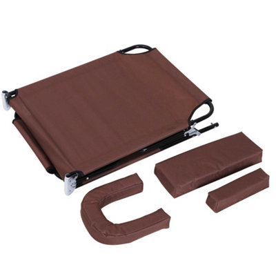 Outsunny Folding Sun Lounger Reclining Chair with Pillow Reading Hole Brown - 9