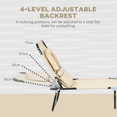 Outsunny Folding Sun Lounger Set of 2 Reclining Chair with Reading Hole Brown - 4