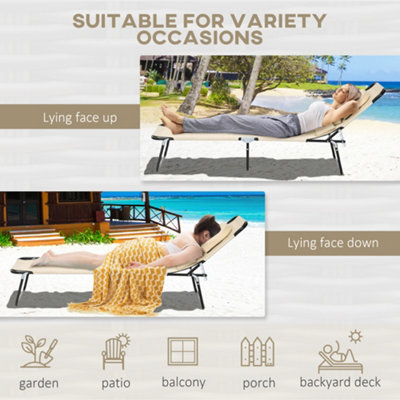 Outsunny Folding Sun Lounger Set of 2 Reclining Chair with Reading Hole Brown - 5