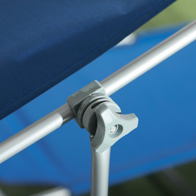 Outsunny Folding Sun Lounger Set of 2 w/ Sunshade Adjustable Backrest Blue