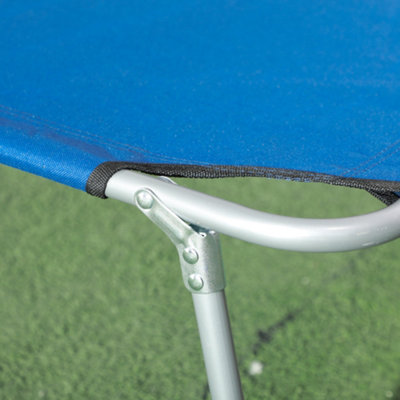 Outsunny Folding Sun Lounger Set of 2 w/ Sunshade Adjustable Backrest Blue