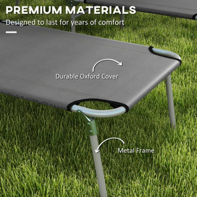 Outsunny Folding Sun Lounger Set of 2 w/ Sunshade Adjustable Backrest Grey - 7