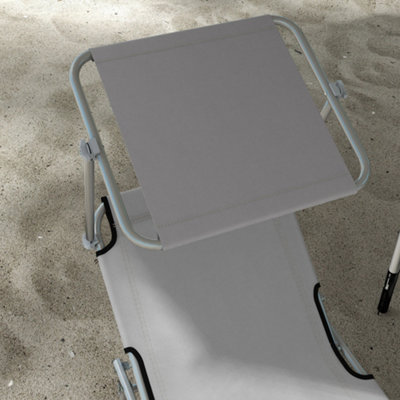 Outsunny Folding Sun Loungers Set of 2 - Adjustable Backrest, Blue main image 1