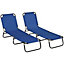 Outsunny  Folding Sun Loungers Set of 2 with Adjustable Backrest, Blue