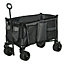 Outsunny Folding Wagon Garten Cart Collapsible Camping Trolley on Wheels, Grey