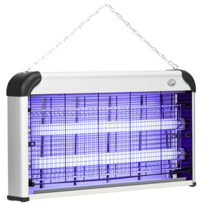 Outsunny Free Standing Wall Hanging 30W Electric Fly Mosquito Killer 60m2  Coverage Electric Fly Zapper, Bug Zapper